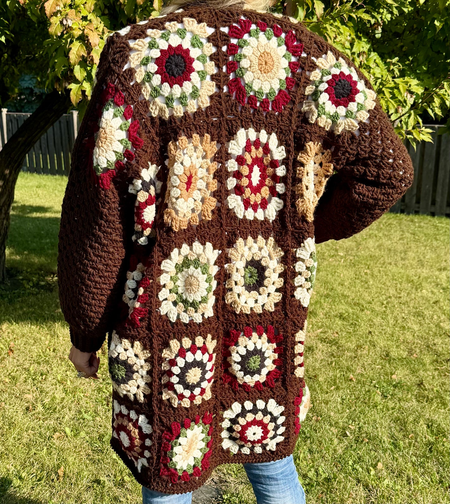 Fall Granny Square - Long Cardigan