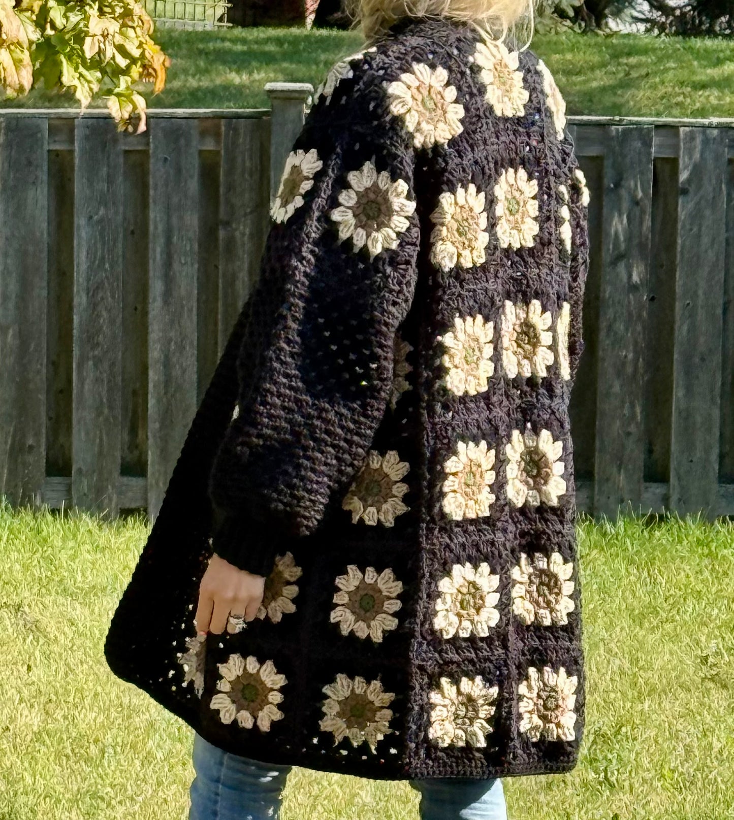 Black Granny Square Cardigan