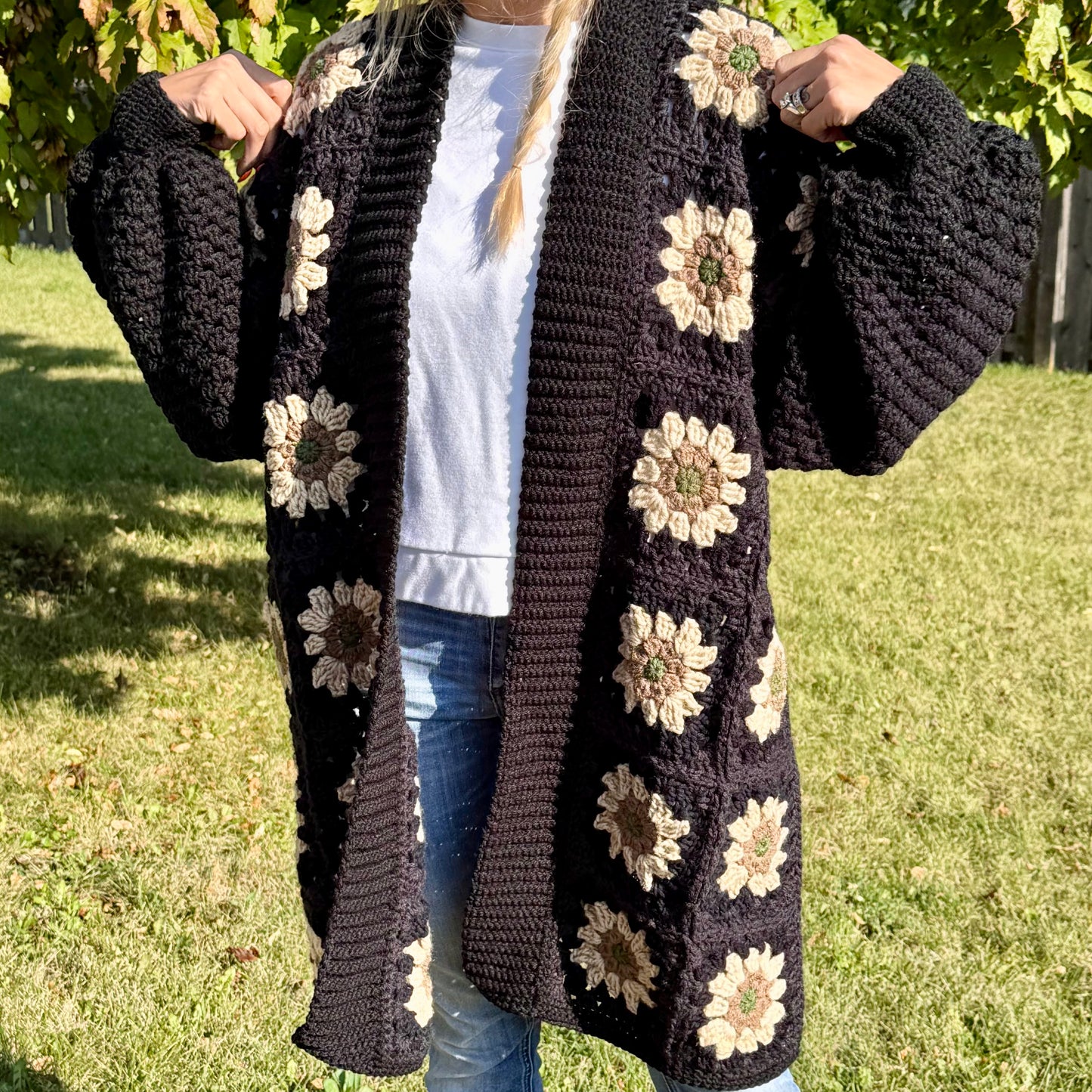 Black Granny Square Cardigan