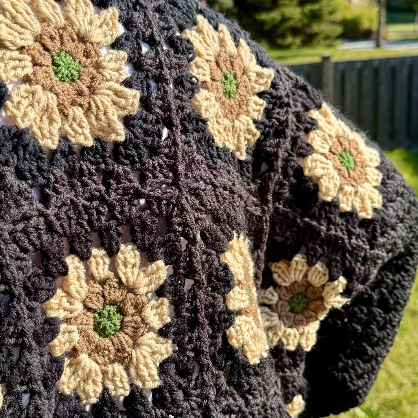 Black Granny Square Cardigan