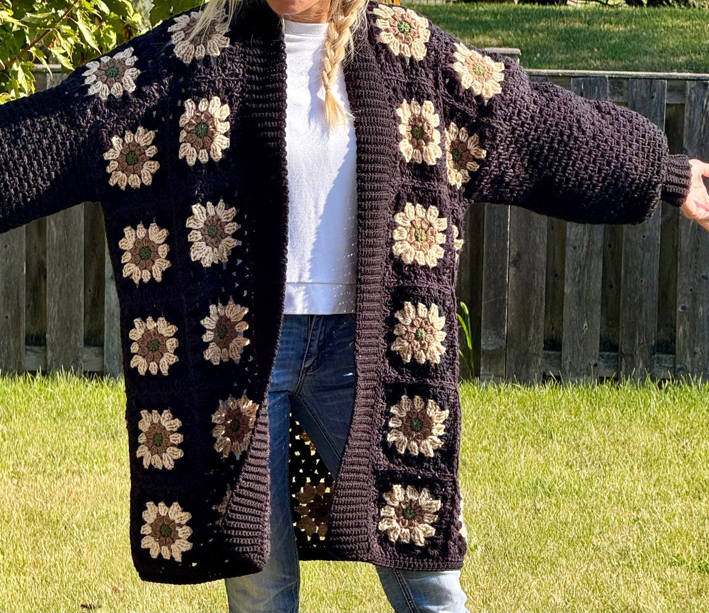 Black Granny Square Cardigan