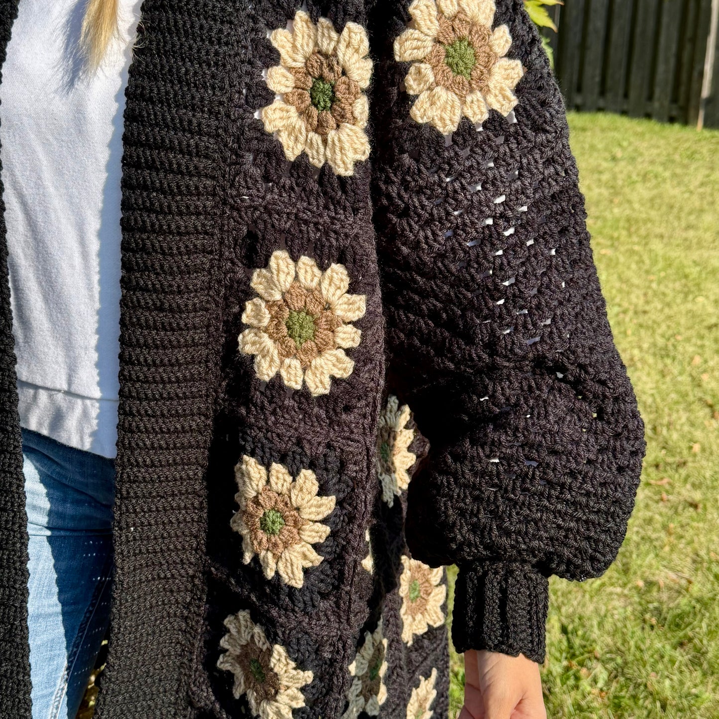 Black Granny Square Cardigan