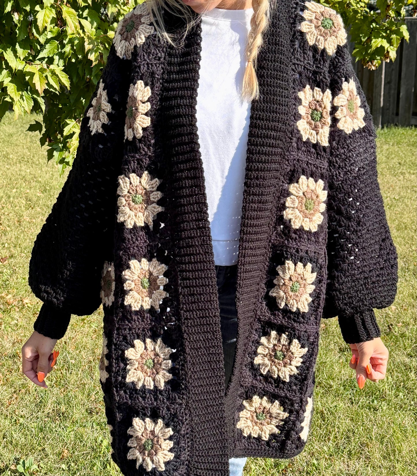 Black Granny Square Cardigan